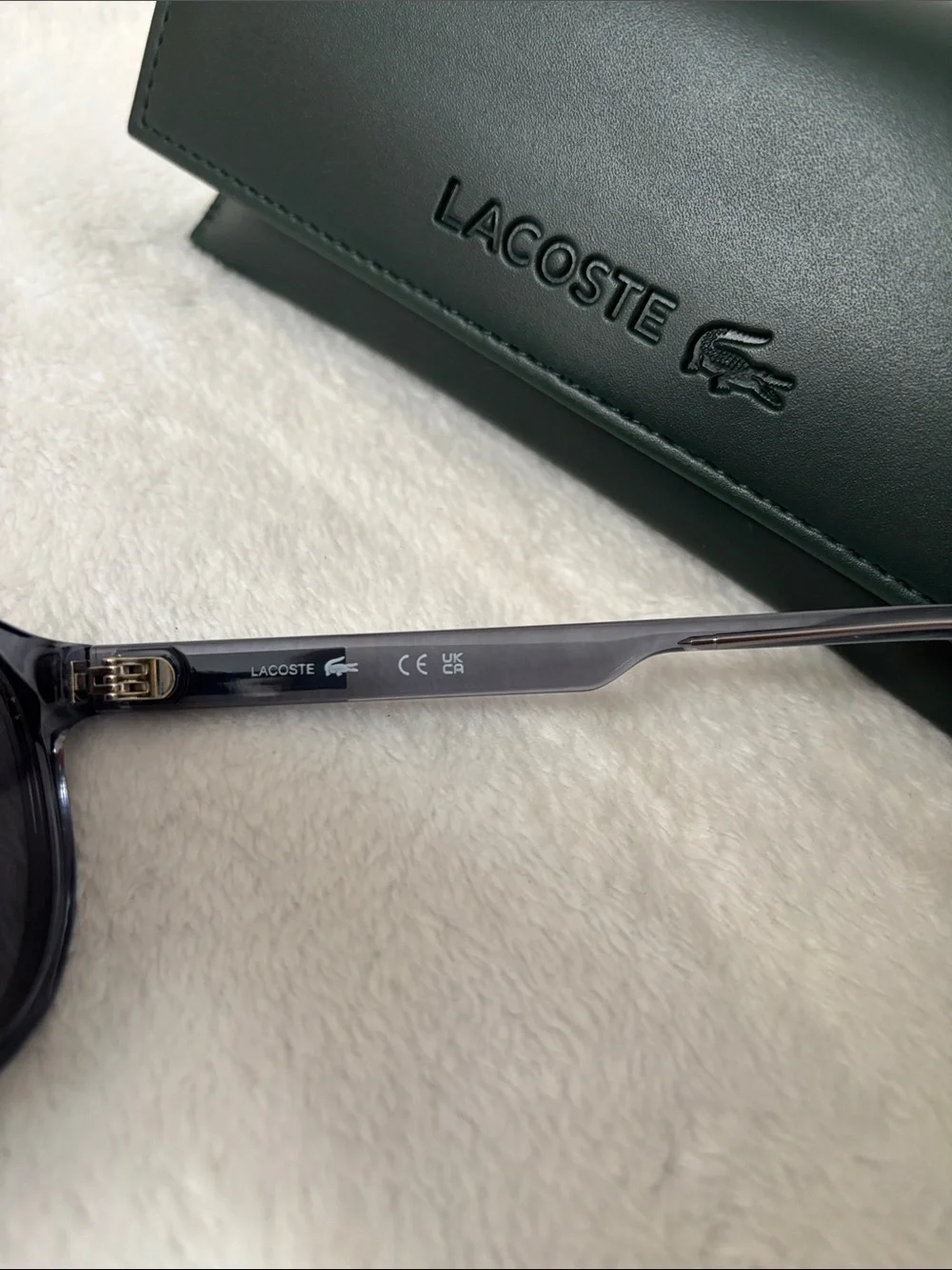 Lacoste Gray Round Sunglasses with Dark Smoke Lenses and Green Case